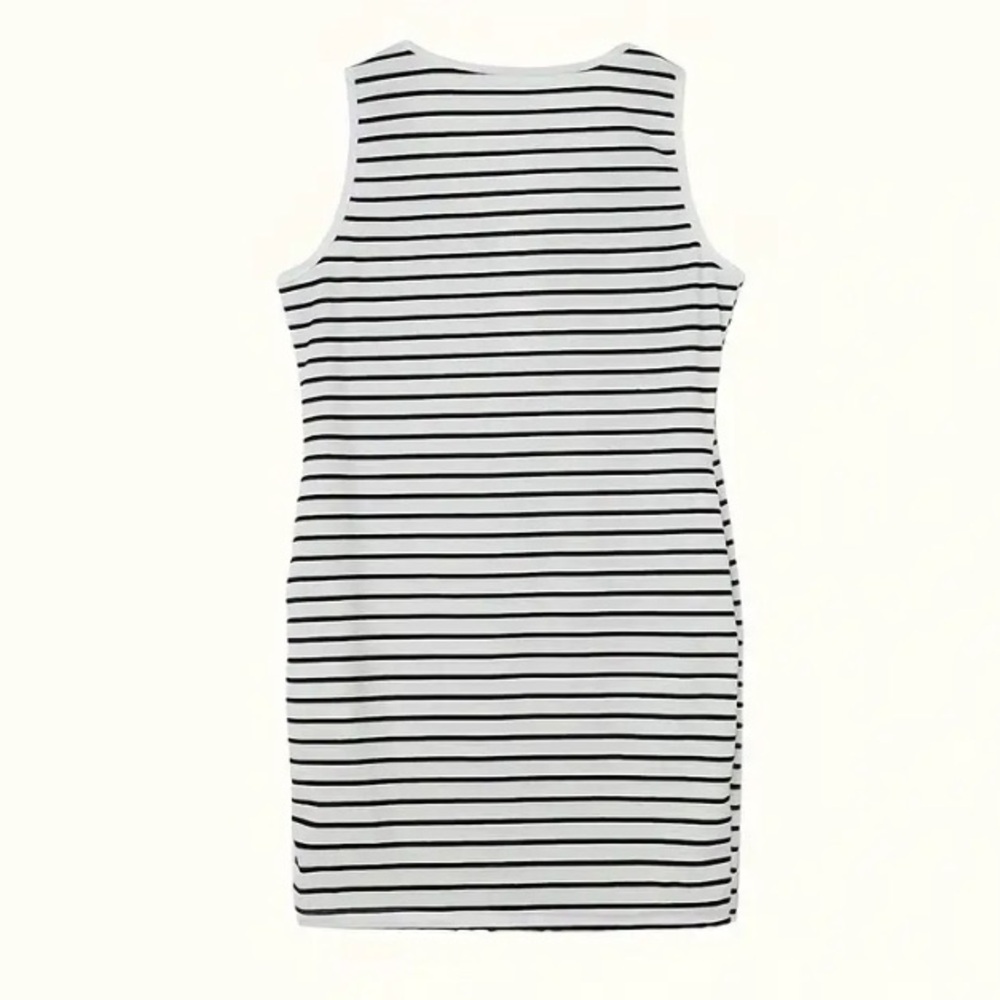 Striped Pattern Button Tank Dress - Picture 2 of 5